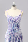 Sparkly Lilac Tight Short Cocktail Dress with Beading