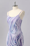 Sparkly Lilac Tight Short Cocktail Dress with Beading