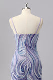 Sparkly Lilac Tight Short Cocktail Dress with Beading