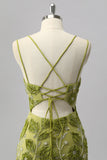 Sparkly Green Tight Floral Short Cocktail Dress with Beading