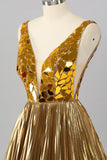 Golden A Line Mirror Short Metallic Cocktail Dress