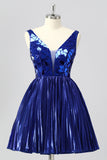 Golden A Line Mirror Short Metallic Cocktail Dress