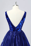 Golden A Line Mirror Short Metallic Cocktail Dress
