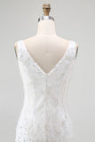 Sparkly White Sequins Bodycon V-Neck Short Cocktail Dress