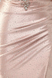 Blush Corset Beaded Mermaid Long Prom Dress with Slit