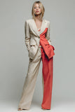 Khaki Peak Lapel 2 Piece Prom Suits with Pockets