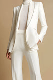 Sparkly White 2 Piece Shawl Lapel Prom Suits with Pockets