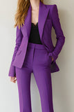 Dark Purple Peak Lapel 2 Piece Prom Suits with Pockets with Sleeves