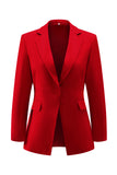 Red Notched Lapel 2 Piece Long Sleeves Prom Suits with Pockets