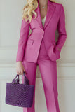 Fuchsia 2 Piece Notched Lapel Prom Suits with Pockets