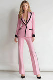 Pink 2 Piece Fitted Peak Lapel Prom Suits