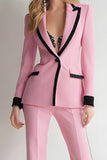 Pink 2 Piece Fitted Peak Lapel Prom Suits