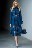 Long Sleeves Dark Blue Prom Blazer with Buttons