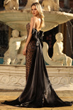 Brown Leopard Sweetheart Mermaid Long Prom Dress with Slit