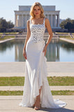 Black and White Polka Dots Ruffled Mermaid Asymmetrical Corset Prom Dress