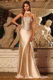 Sparkly Champagne Neck Scarf Maxi Prom Dress with Beading
