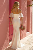 Ivory Mermaid Sweetheart Sweep Train Wedding Dress with Slit
