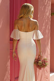 Ivory Mermaid Sweetheart Sweep Train Wedding Dress with Slit