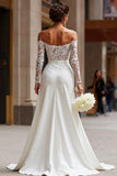 White Appliqued Long Sleeves Bridal Jumpsuits with Cape