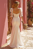 Ivory Appliqued Floor-Length Mermaid Wedding Dress with Slit