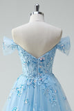 Sky Blue Short A Line Cocktail Dress with Appliques