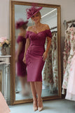 Blush Pink Bodycon Floral Off the Shoulder Midi Mother of the Bride Dress
