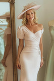 Candy Pink Bodycon One Shoulder Midi Mother of the Bride Dress with Sleeves