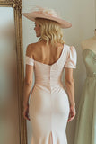 Candy Pink Bodycon One Shoulder Midi Mother of the Bride Dress with Sleeves
