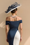 Black and White Patchwork Ruffled Mermaid Long Mother of the Bride Dress