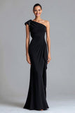 Black Mermaid One Shoulder Long Formal Dress