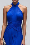 Royal Blue High Neck Mermaid Maxi Formal Dress