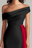 Patchwork A Line Sweep Train Black and Blue Dress