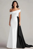 Patchwork Sweep Train A Line Black and White Dress