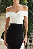 Black and White Mermaid Patchwork Long Formal Dress