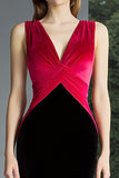 Black and Fuchsia Mermaid V-Neck Maxi Formal Dress
