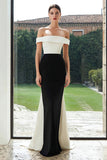Simple Black and White Long Mermaid Patchwork Formal Dress