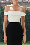 Simple Black and White Long Mermaid Patchwork Formal Dress