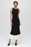 Simple Black and White Round Neck Maxi Formal Dress