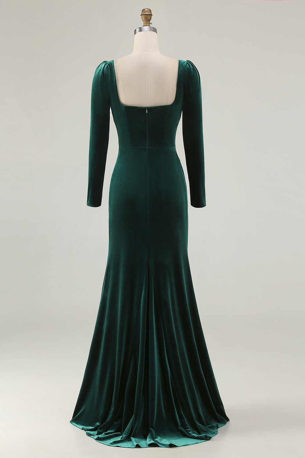 Leely Women Dark Green Long Velvet Holiday Party Dress with Slit Mermaid Square Neck Formal Dress leelyuk Leely Women Dark Green Long Velvet Holiday Party Dress with Slit Mermaid Square Neck Formal Dress leelyuk