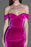 Fuchsia Corset Velvet Mermaid Maxi Evening Dress