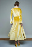 Yellow Velvet Long Bateau Neck A Line Holiday Party Dress with Sleeves