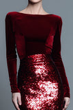 Sparkly Navy Sequins Mermaid Long Holiday Party Dress with Sleeves