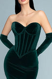Gorgeous Dark Green Corset Velvet Mermaid Long Holiday Party Dress
