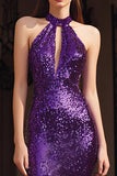 Sparkly Purple Mermaid Sequin Long Holiday Party Dress