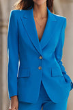 Blue Single Breasted 2 Piece Peak Lapel Prom Suits with Pockets