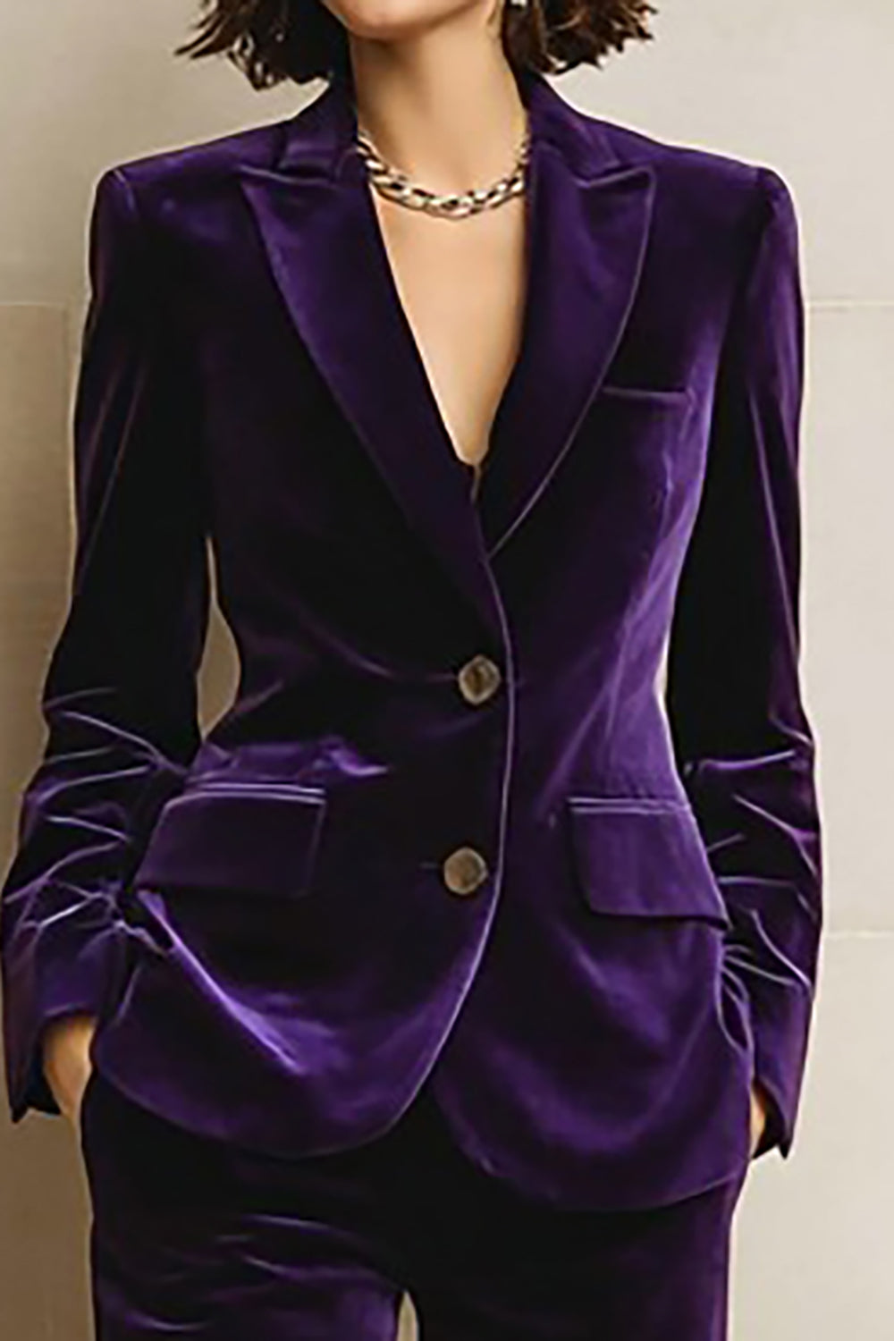Leely Women Plum Velvet Prom Suits with Pockets 2 Piece Single Breasted ...