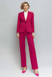 Fuchsia 2 Piece Peak Lapel Long Sleeves Fitted Prom Suits