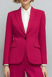 Fuchsia 2 Piece Peak Lapel Long Sleeves Fitted Prom Suits