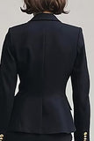 Black Two Piece Pencil Notched Lapel Midi Business Suits