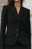Black Two Piece Single Breasted Pencil Midi Business Suits